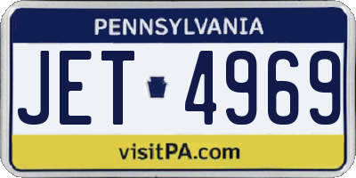 PA license plate JET4969