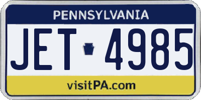 PA license plate JET4985
