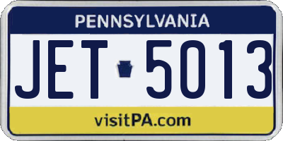 PA license plate JET5013