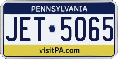 PA license plate JET5065