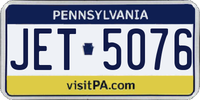 PA license plate JET5076