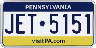 PA license plate JET5151