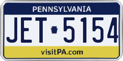 PA license plate JET5154