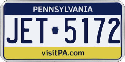 PA license plate JET5172