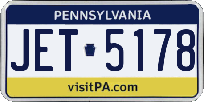 PA license plate JET5178