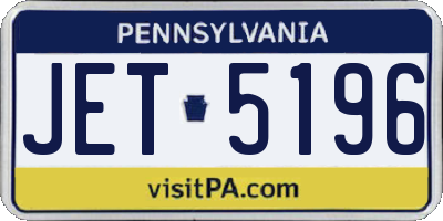 PA license plate JET5196