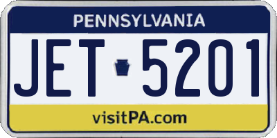 PA license plate JET5201