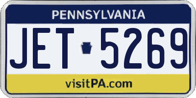 PA license plate JET5269