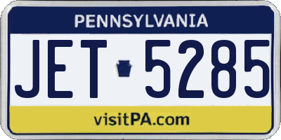 PA license plate JET5285