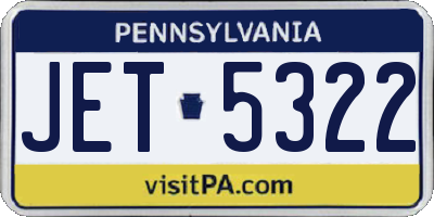 PA license plate JET5322