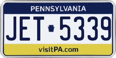 PA license plate JET5339