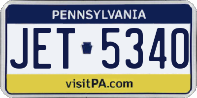 PA license plate JET5340