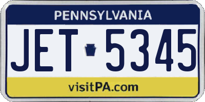 PA license plate JET5345