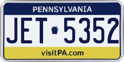 PA license plate JET5352