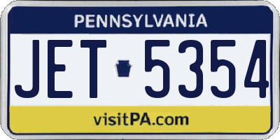 PA license plate JET5354