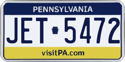 PA license plate JET5472