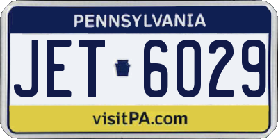 PA license plate JET6029