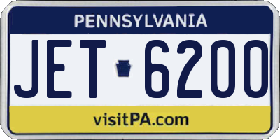 PA license plate JET6200