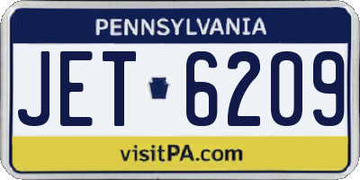 PA license plate JET6209
