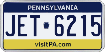 PA license plate JET6215