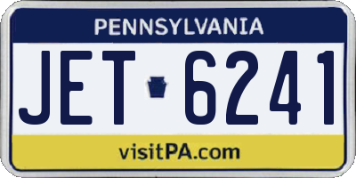 PA license plate JET6241