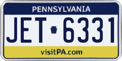 PA license plate JET6331