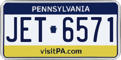 PA license plate JET6571