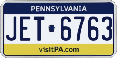 PA license plate JET6763