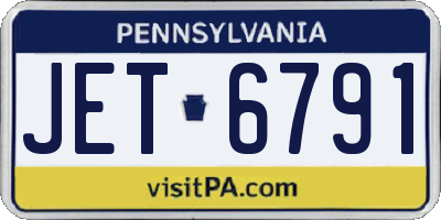 PA license plate JET6791