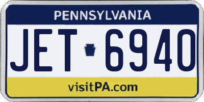 PA license plate JET6940