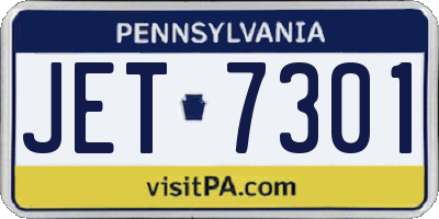 PA license plate JET7301