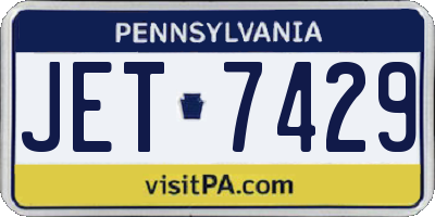 PA license plate JET7429