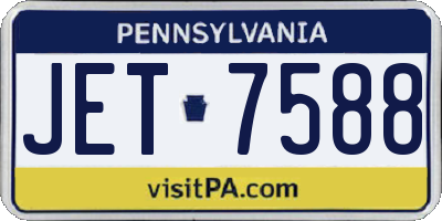 PA license plate JET7588