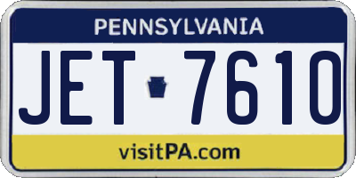 PA license plate JET7610