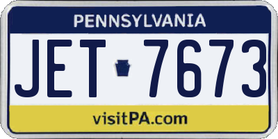 PA license plate JET7673
