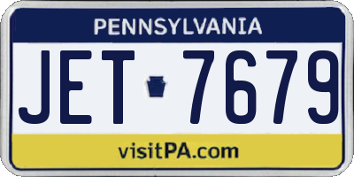 PA license plate JET7679