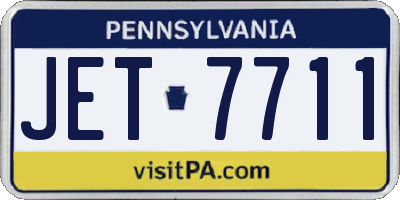 PA license plate JET7711