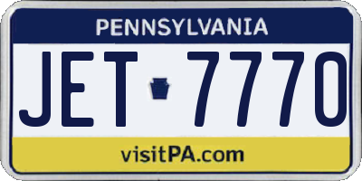 PA license plate JET7770