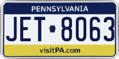 PA license plate JET8063