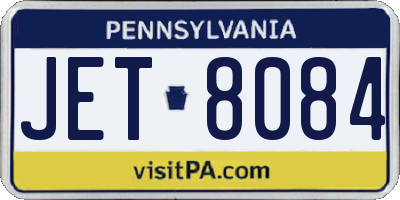 PA license plate JET8084