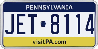 PA license plate JET8114