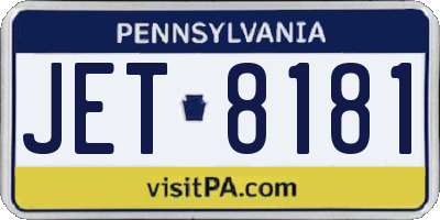 PA license plate JET8181