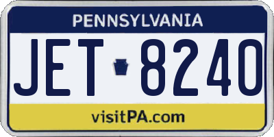PA license plate JET8240