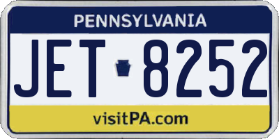 PA license plate JET8252