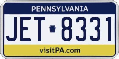 PA license plate JET8331