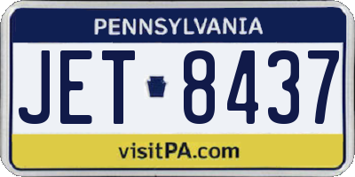 PA license plate JET8437