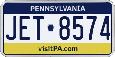 PA license plate JET8574