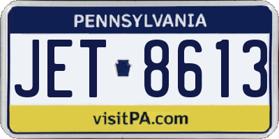 PA license plate JET8613