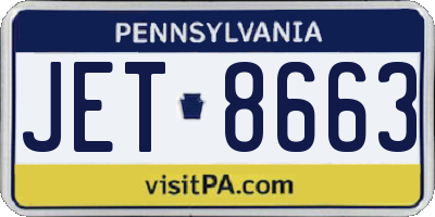 PA license plate JET8663