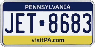 PA license plate JET8683